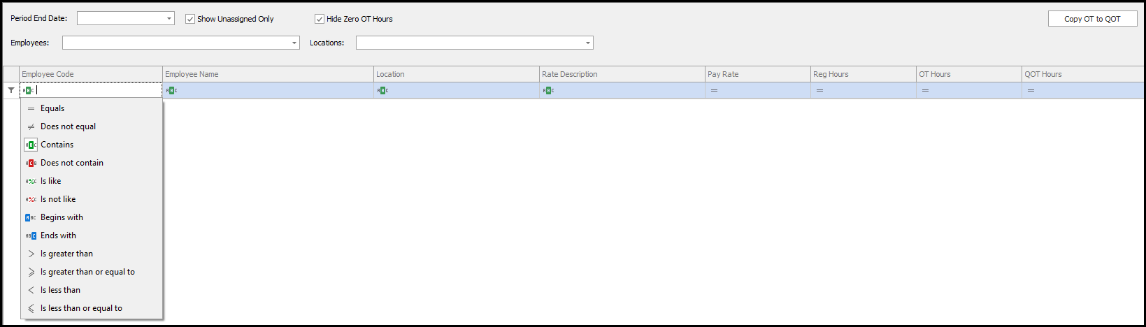 Manage QOT Screen